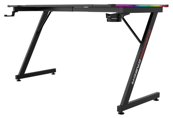 TZB Herní stůl SHADOW GAMER 2.0 140 cm LED RGB černý