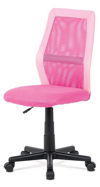 Kancelářská židle, růžová MESH + ekokůže, výšk. nast., kříž plast černý