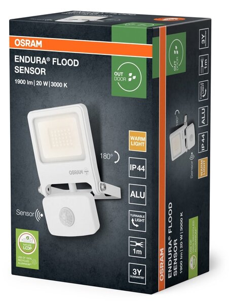 Venkovní reflektor ENDURA OSRAM 20 W se senzorem var. 3, teplá bílá