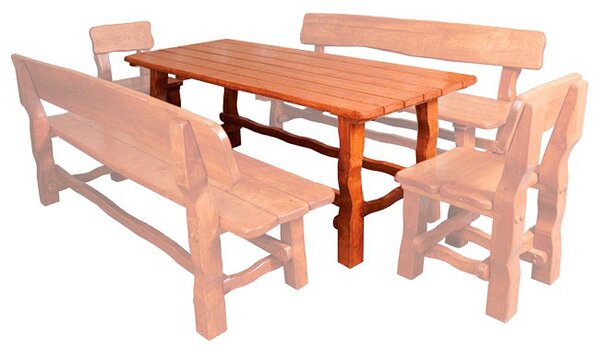 Drewmax MO212 stůl - Zahradní stůl z masivního olšového dřeva,lakovaný 200x80x75cm - Ořech