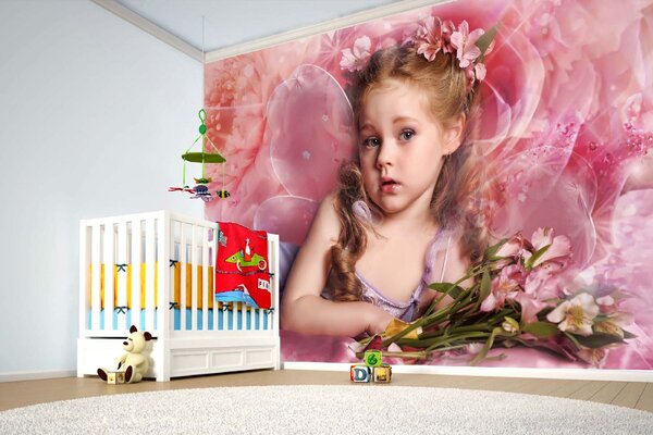 DIMEX | Vliesová fototapeta Malá víla MS-5-1451 | 375 x 250 cm| zelená, fialová, růžová