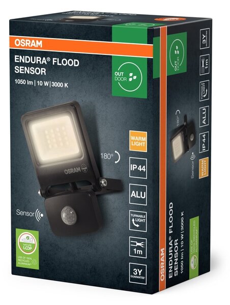 Venkovní reflektor ENDURA OSRAM 10 W se senzorem var. 2, teplá bílá
