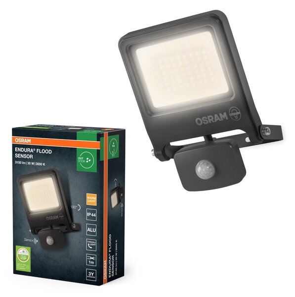 Venkovní reflektor ENDURA OSRAM 30 W se senzorem var. 3, teplá bílá