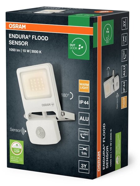 Venkovní reflektor ENDURA OSRAM 10 W se senzorem var. 3, teplá bílá