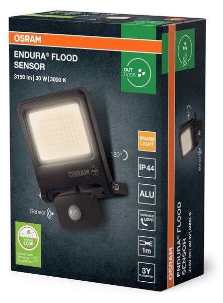 Venkovní reflektor ENDURA OSRAM 30 W se senzorem var. 3, teplá bílá