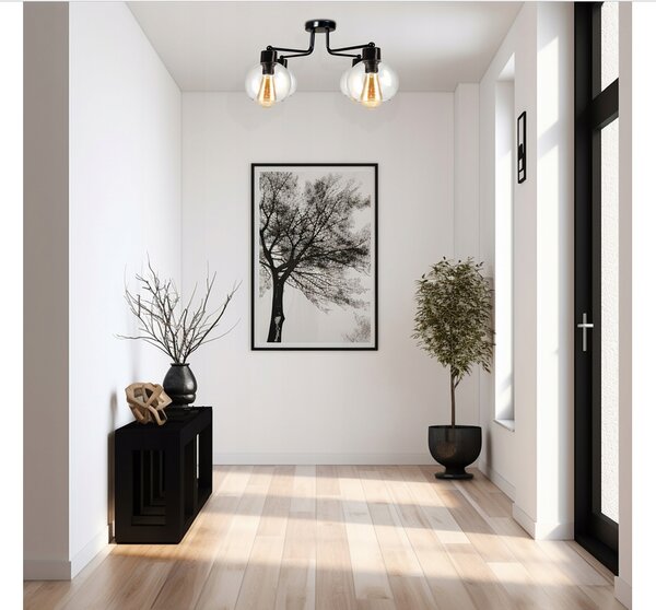 BERGE LED lustrové stropní svítidlo 4xE27 průhledná skleněná koule