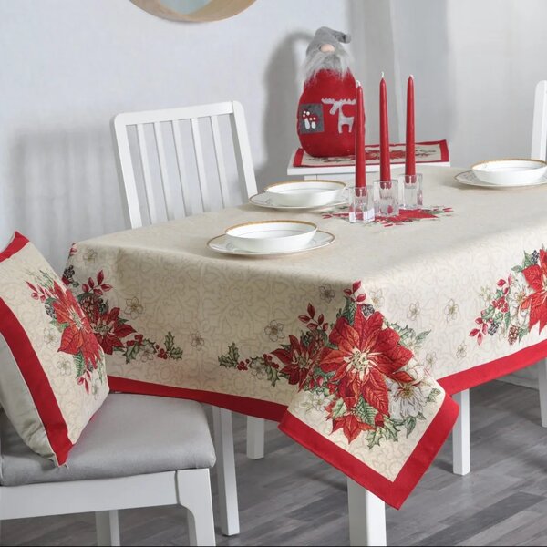 Vánoční ubrus s motivem Poinsettia 140x180 cm