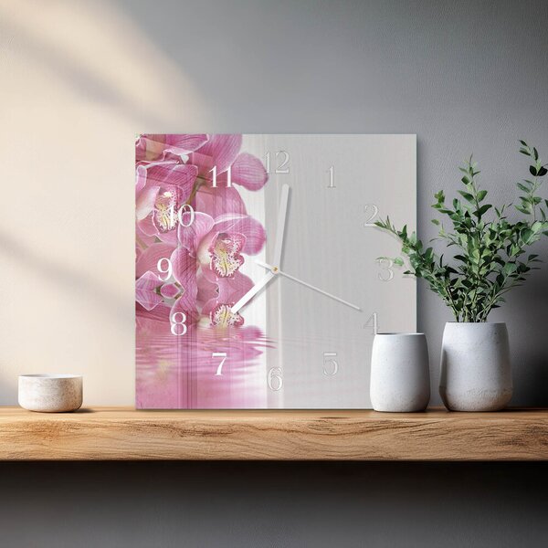 Skleněné hodiny Orchidej zskb-30x30-00081895
