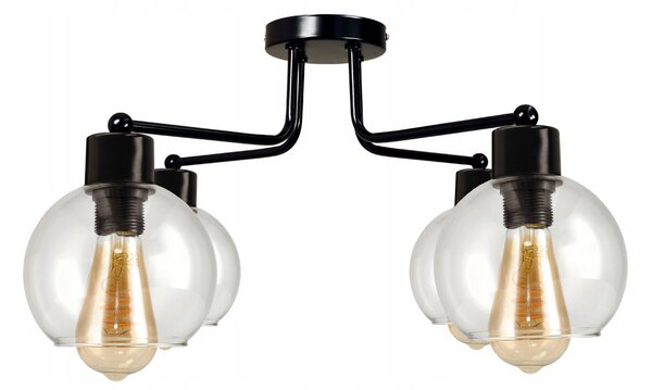 BERGE LED lustrové stropní svítidlo 4xE27 průhledná skleněná koule