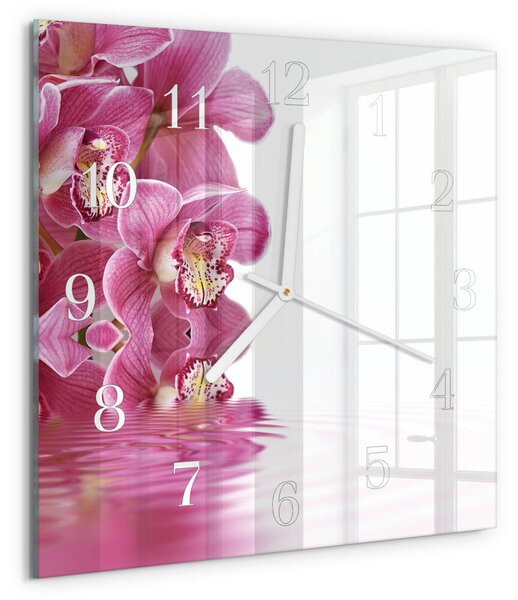 Skleněné hodiny Orchidej zskb-30x30-00081895