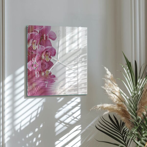 Skleněné hodiny Orchidej zskb-30x30-00081895