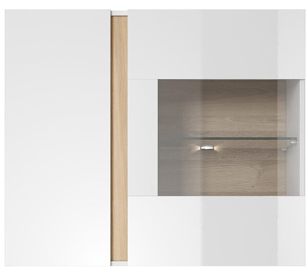 Obývací stěna ARCO | 5 dílů | 247,5 cm + 100x60 cm | bílá mat/lesk/dub grandson