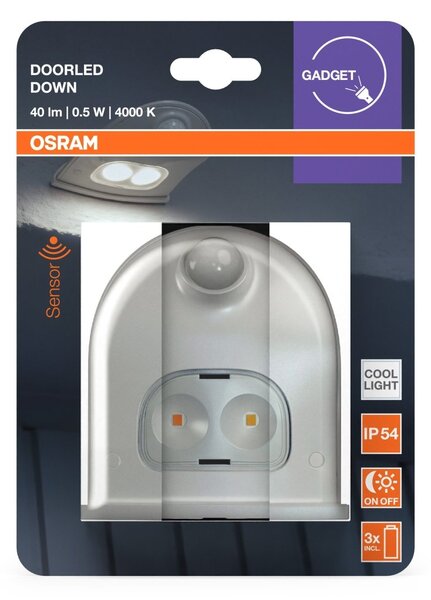 Bílé venkovní nástěnné LED světlo DOOR DOWN IP54 se senzorem OSRAM