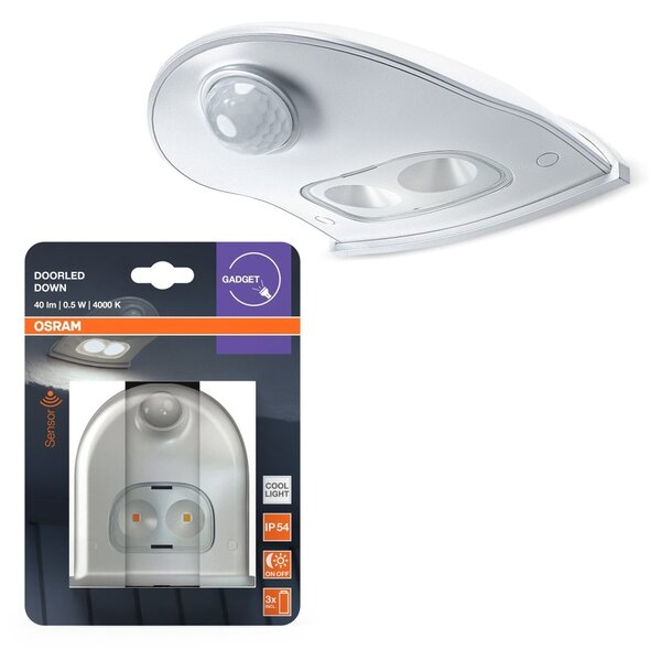 Bílé venkovní nástěnné LED světlo DOOR DOWN IP54 se senzorem OSRAM