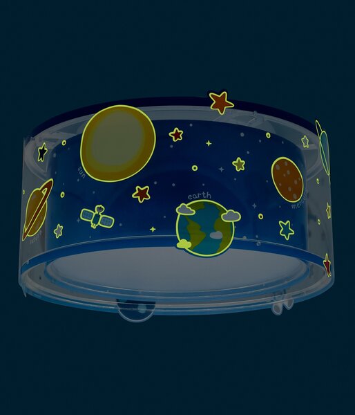 Dalber 41346 PLANETS - Dětské stropní svítidlo s planetami, fosforeskující + Dárek 2 x LED žárovka (Dětský lustr s motivem planet)