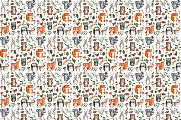 DIMEX | Vliesová fototapeta Roztomilá lesní zvířata MS-5-1476 | 375 x 250 cm| zelená, červená, oranžová, hnědá