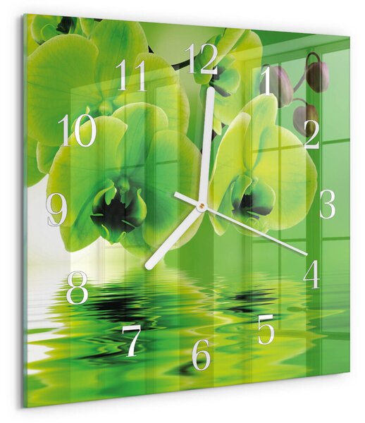 Skleněné hodiny Orchidej zskb-30x30-00085949