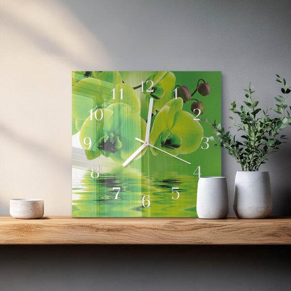 Skleněné hodiny Orchidej zskb-30x30-00085949