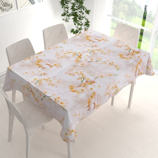 Biante Teflonový obdélníkový ubrus TF-045 Orchideje na béžovém 50x100 cm