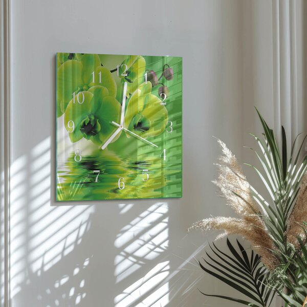 Skleněné hodiny Orchidej zskb-30x30-00085949