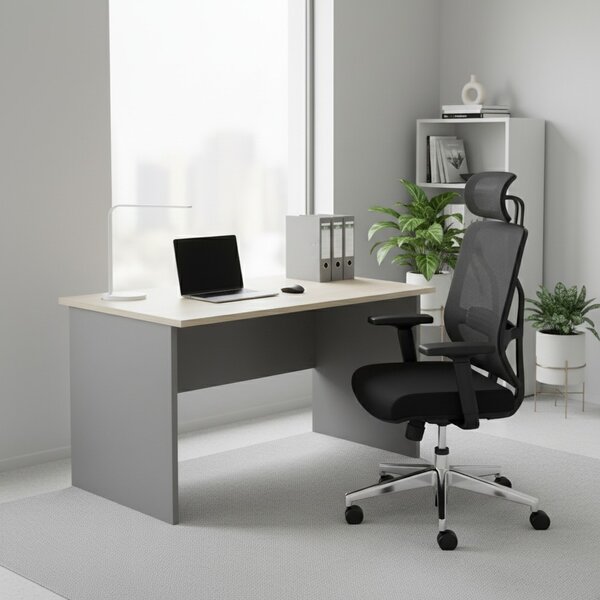 Stůl SimpleOffice 120 x 80 cm, dub světlý / šedá