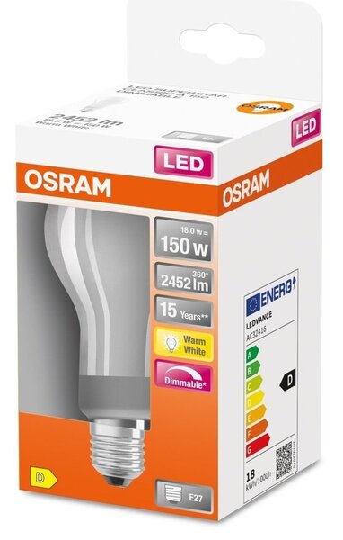Matná LED stmívatelná žárovka E27 18 W SUPERSTAR, teplá bílá