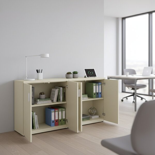 Nízká skříň SimpleOffice 80 x 40 x 80 cm, bříza