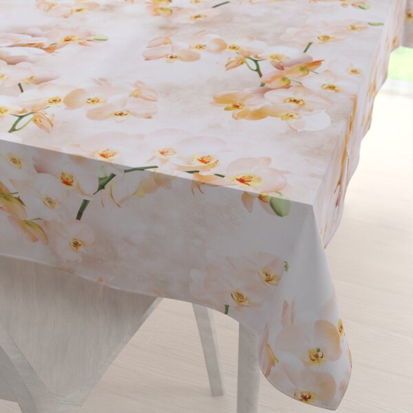 Biante Teflonový obdélníkový ubrus TF-045 Orchideje na béžovém 50x100 cm