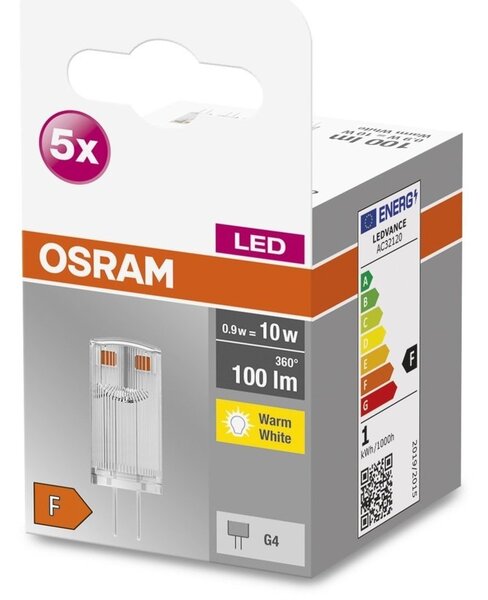 5 ks speciální LED žárovka G4 0,9 W PIN, teplá bílá