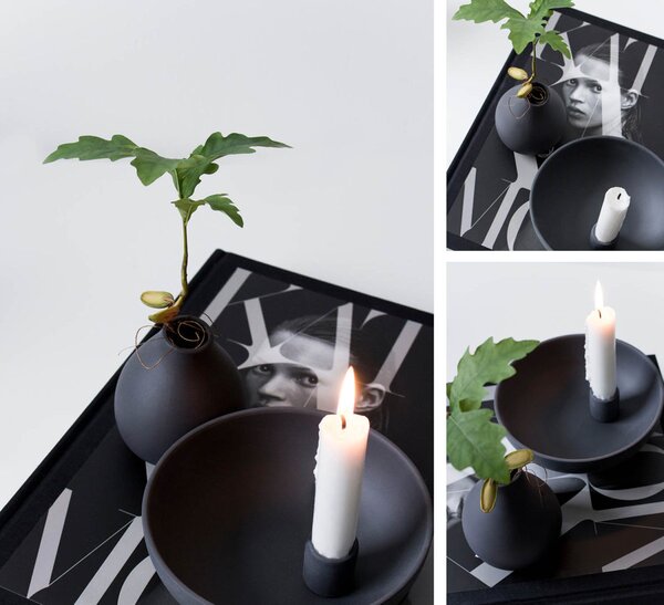 Storefactory Scandinavia Keramický svícen Lidatorp L - Dark Grey SF102