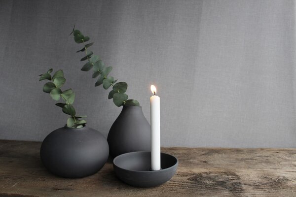 Storefactory Scandinavia Keramický svícen Lidatorp L - Dark Grey SF102