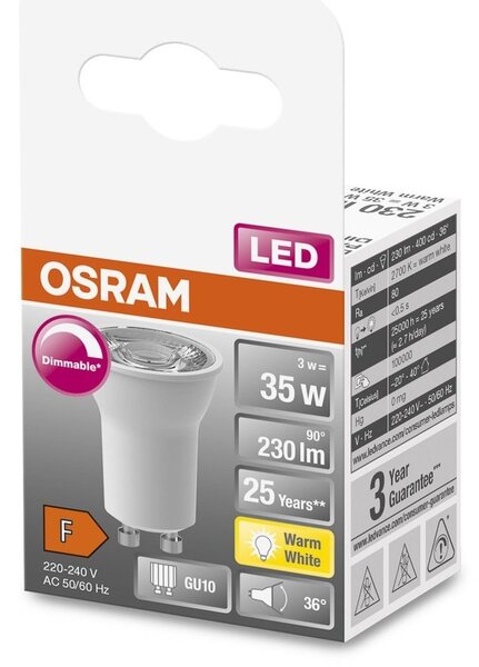 Stmívatelná LED bodovka GU10 STAR 3 W, teplá bílá