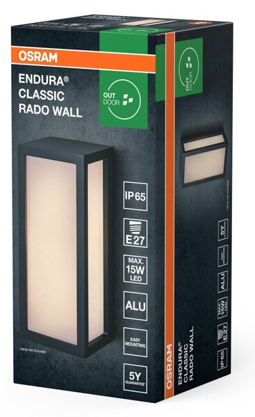 Nástěnné svítidlo Endura Classic Rado, E27, IP65, tmavě šedé