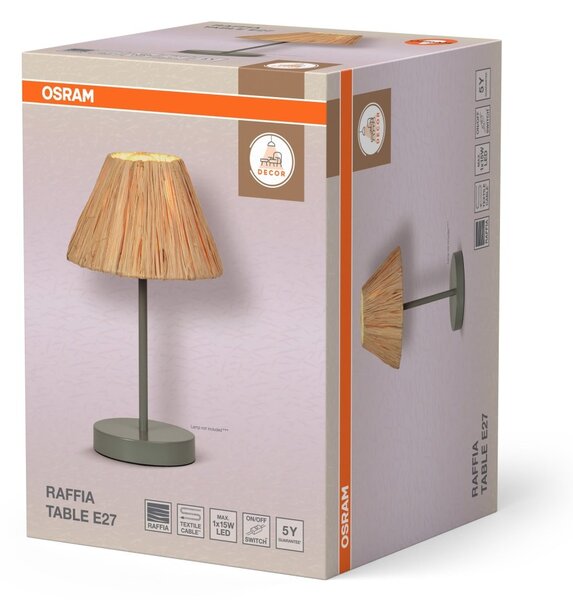 Dekorativní stolní lampa Raffia E27, zelená