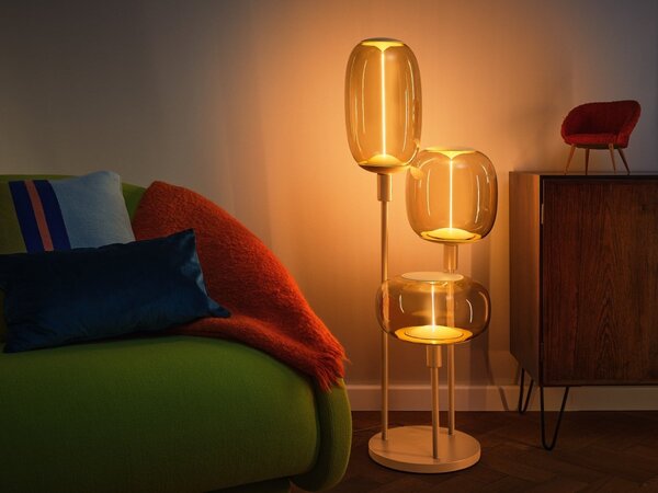 Béžová Dekorativní stojací lampa 3xE27