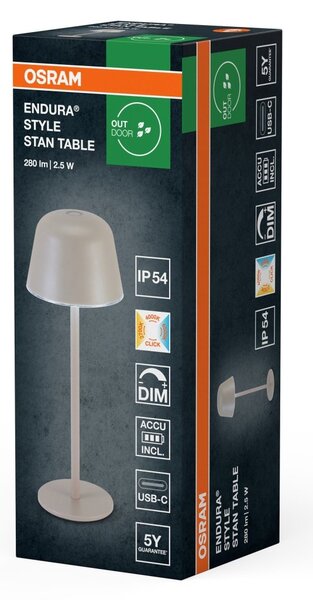 Dekorativní stolní svítidlo Endura Style, CCT, USB, béžové