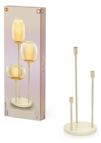 Béžová Dekorativní stojací lampa 3xE27