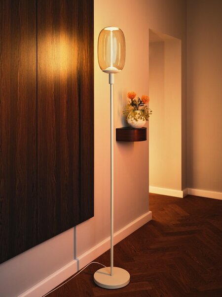 Dekorativní stojací lampa E27, béžová, vysoká