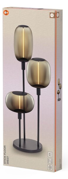 Dekorativní šedá stojací lampa 3xE27