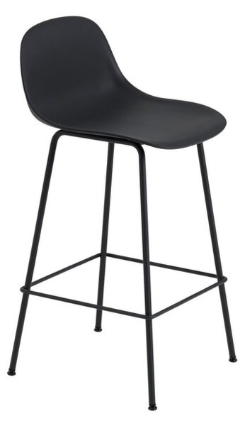 Muuto Barová stolička Fiber Stool 65cm s opěrkou, Tube Base, black
