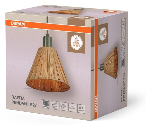 Dekorativní závěsné svítidlo Raffia 1XE27, Zelená