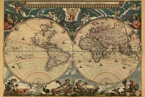 DIMEX | Vliesová fototapeta Mapa starověkého světa MS-5-1516 | 375 x 250 cm| modrá, červená, bílá, krémová