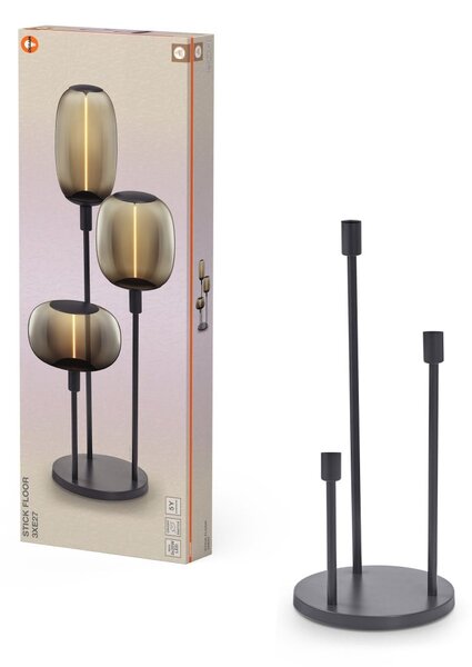 Dekorativní šedá stojací lampa 3xE27