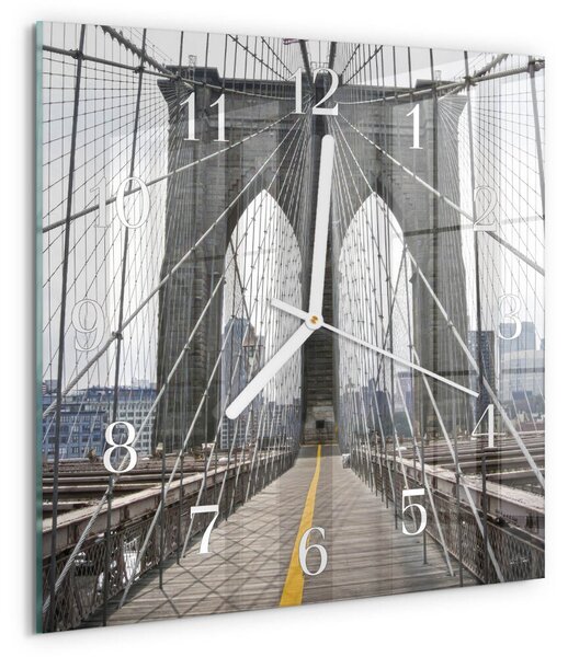 Skleněné hodiny Brooklynský most zskb-30x30-00083797