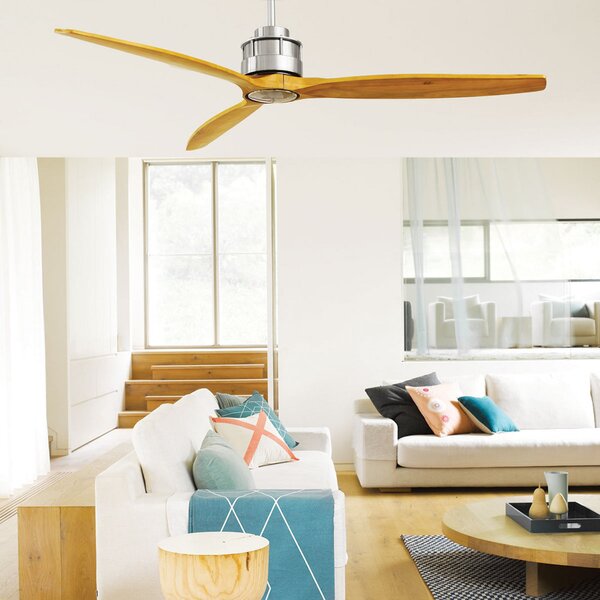 Stropní ventilátor Airfusion Akmani, tichý, teak/chrom – Beacon Beacon Lighting, Akmani, Dřevo, Obývací pokoj, Dřevo, Moderní