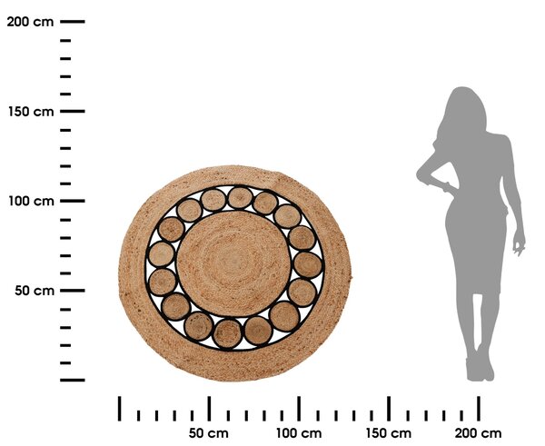 Koberec Jute, (fi) 120 cm, hnědá/černá