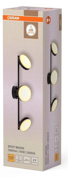 Černé stropní svítidlo 16 W Teplá bílá 580 mm