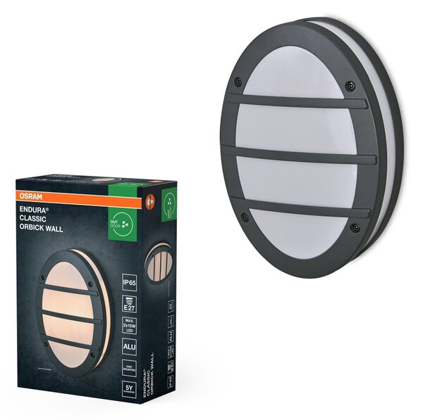 Nástěnné svítidlo Endura Classic Orbick, E27, IP65, tmavě šedé