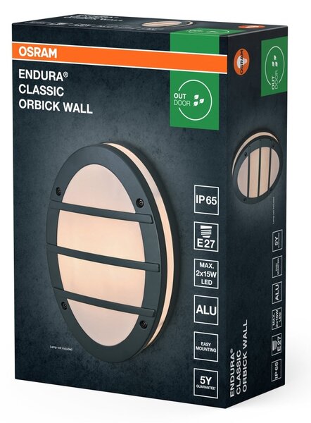 Nástěnné svítidlo Endura Classic Orbick, E27, IP65, tmavě šedé