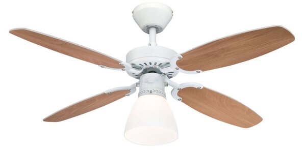 Stropní ventilátor Capitol se světlem, bílý buk – Westinghouse Westinghouse, Capitol, Bílá, Obývací pokoj, Dřevo, Moderní